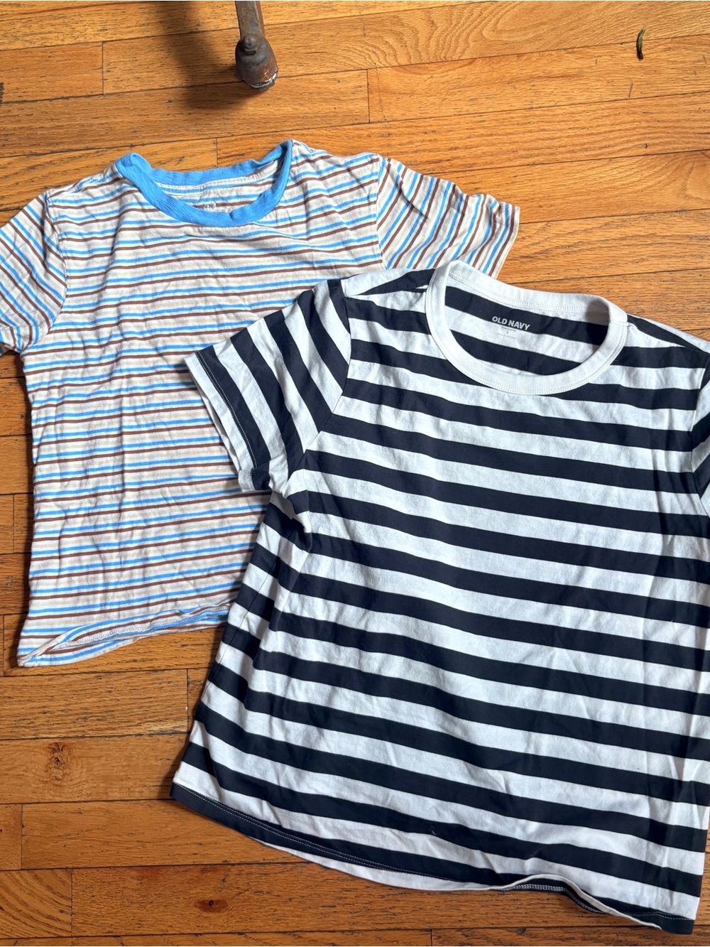 Old Navy Black & White Striped Tee and Aerie Blue-Trim Thin Stripe Tee